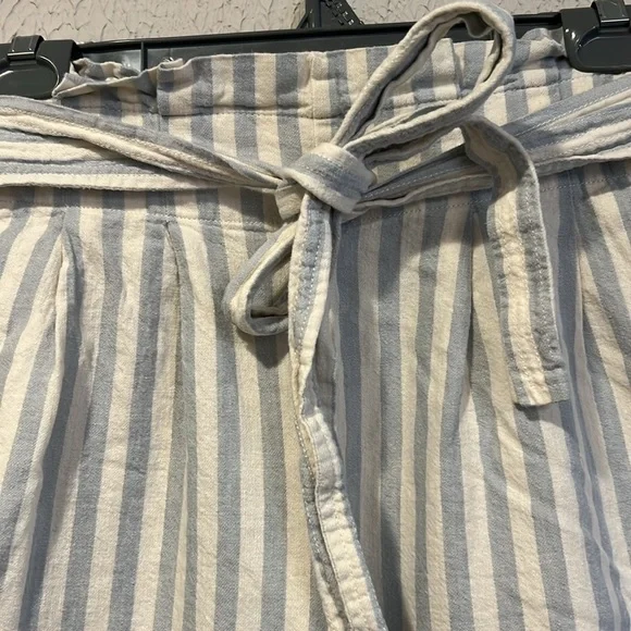 Madewell Huston blue and ivory tie waist wide leg cropped pants size X small - Picture 6 of 12